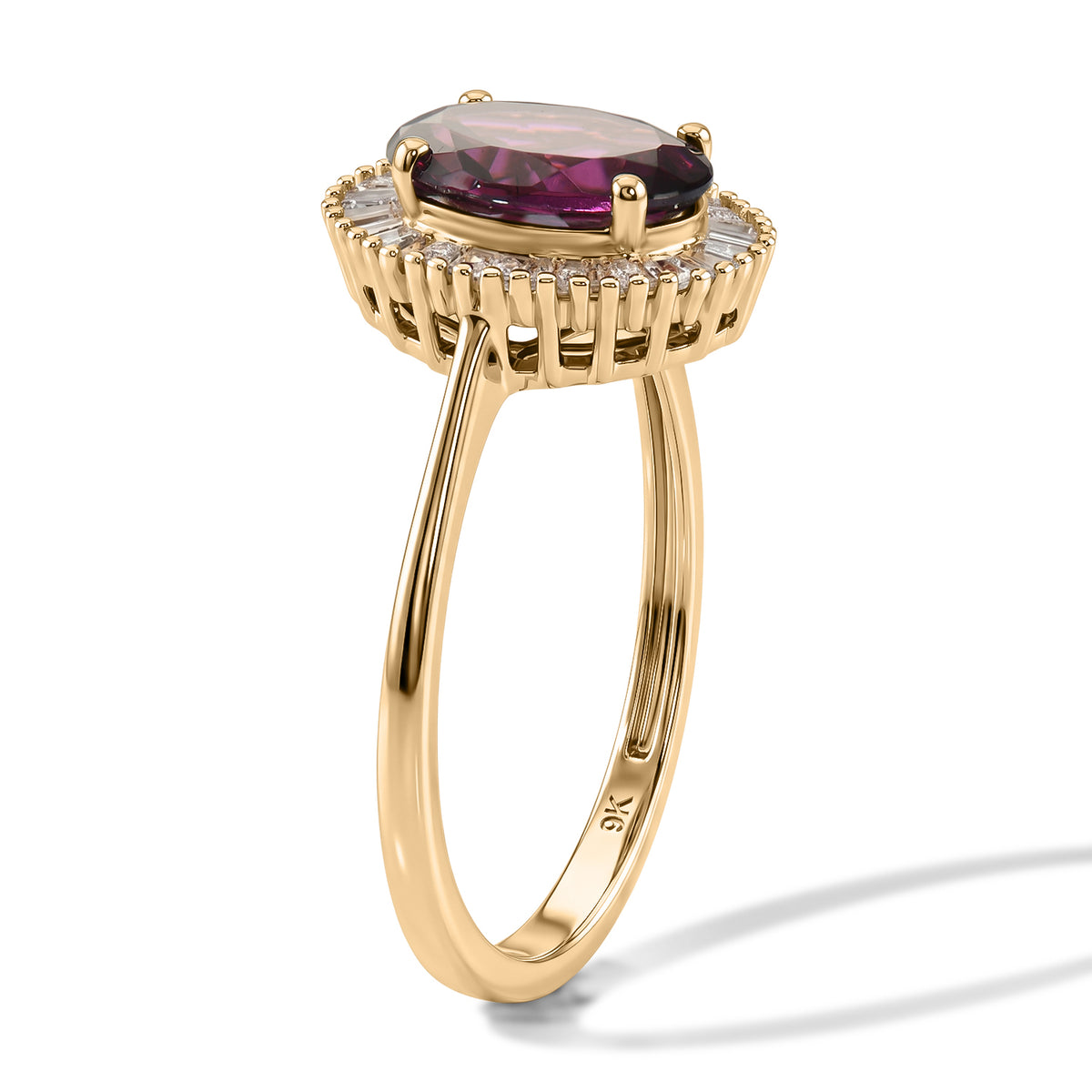 Tony Diniz Collection - 9K Yellow Gold AAA Natural Radiant Ember Garnet &amp; Natural White Diamond Halo Ring 2.36 Ct. 8635369 2