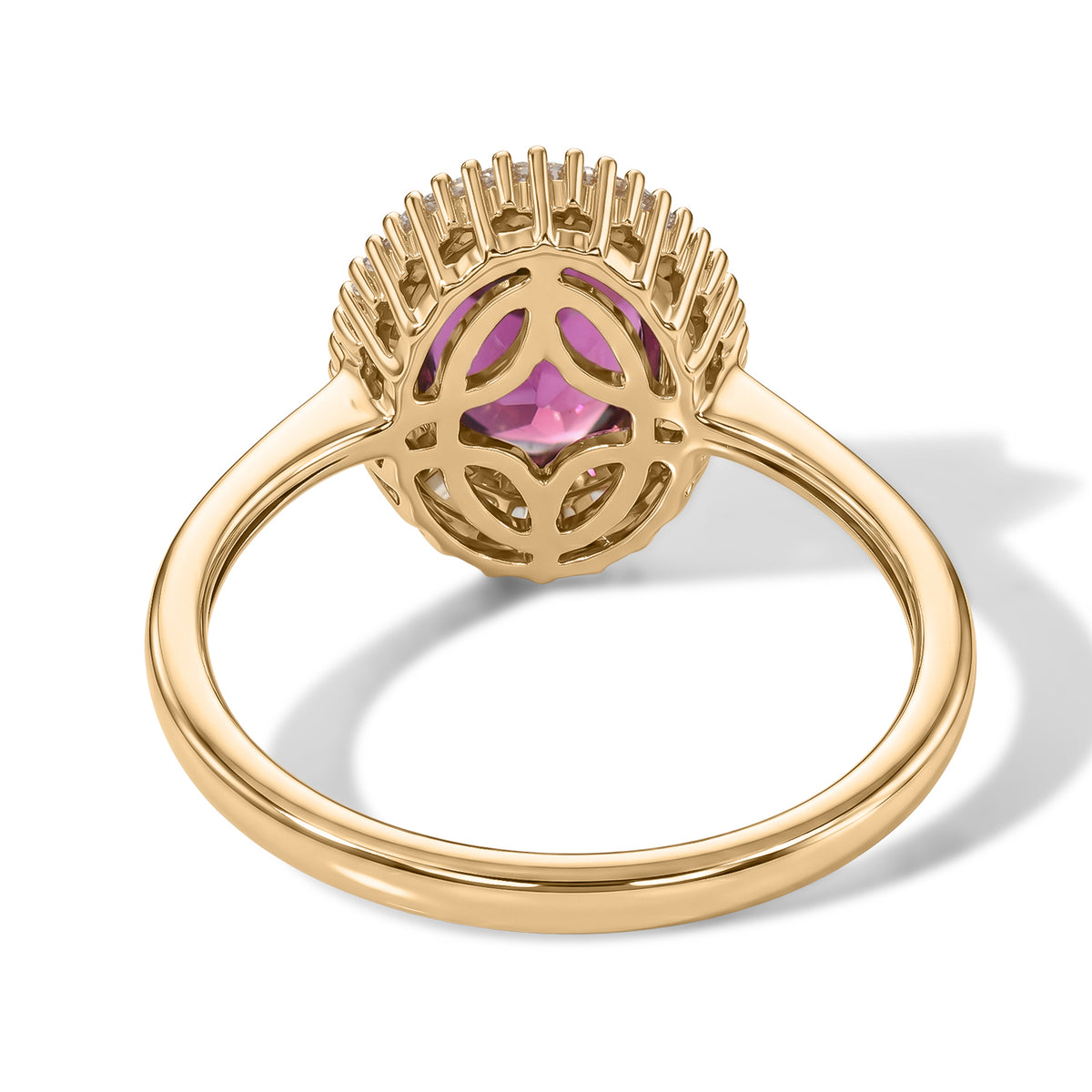 Tony Diniz Collection - 9K Yellow Gold AAA Natural Radiant Ember Garnet &amp; Natural White Diamond Halo Ring 2.36 Ct. 8635369 3