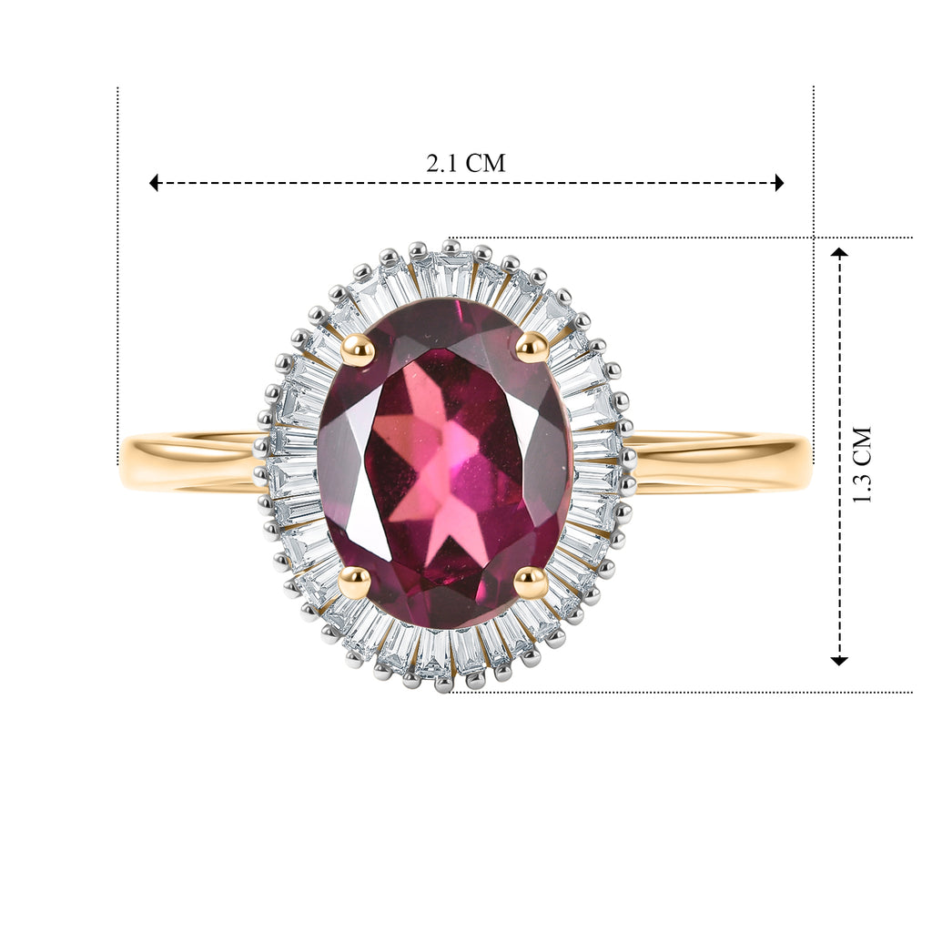 Tony Diniz Collection - 9K Yellow Gold AAA Natural Radiant Ember Garnet & Natural White Diamond Halo Ring 2.36 Ct._8635369_5
