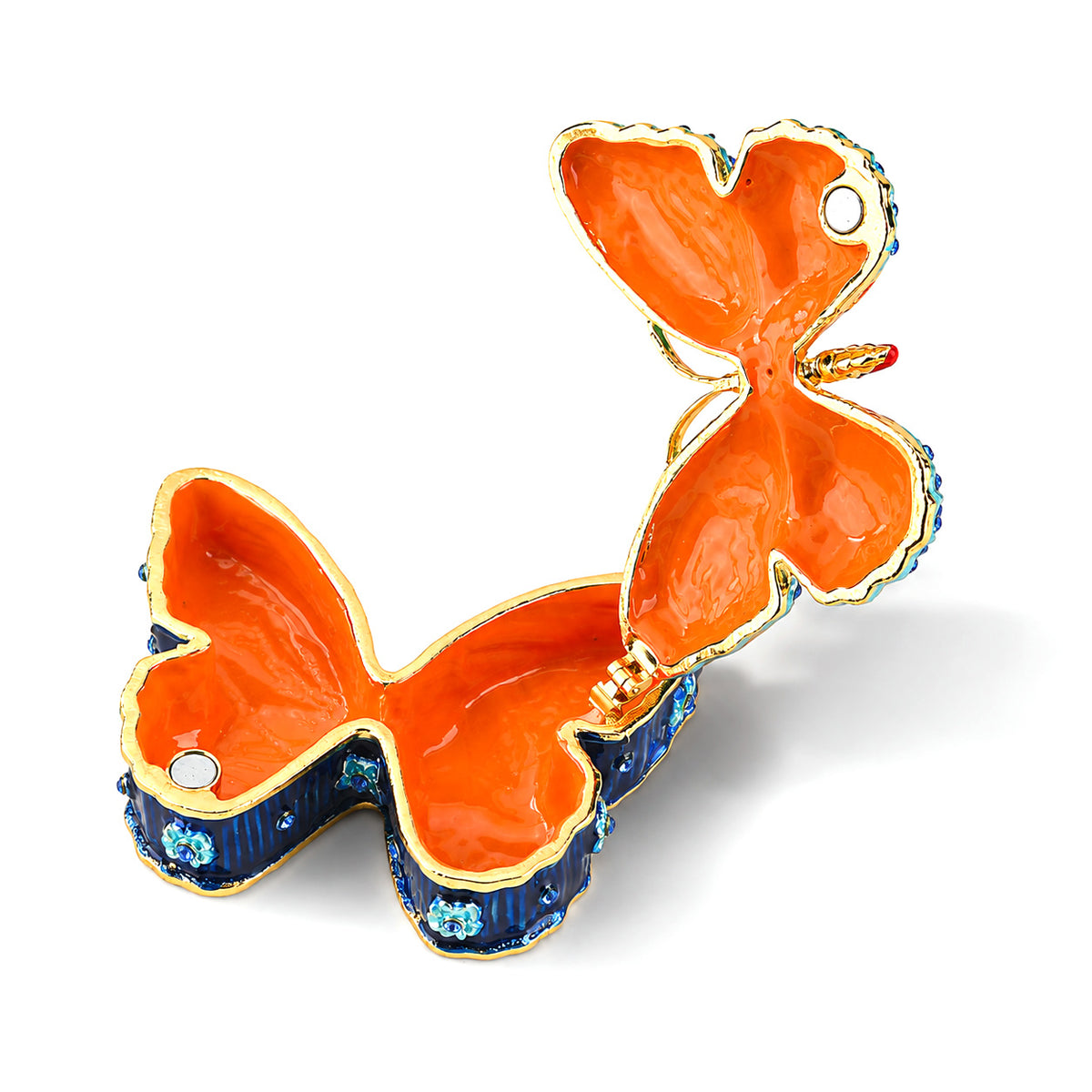 LIVMORE Butterfly Enamelled Jewellery Trinket Box (8cm) - Green Red, White &amp; Blue 8635539 6