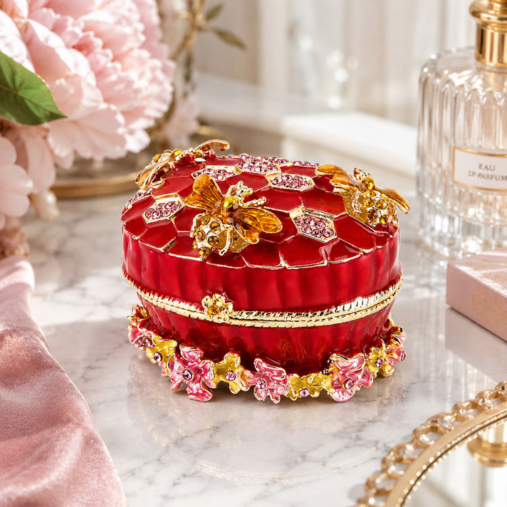 LIVMORE Patterned Jewellery Box (Size 6x4x5 cm) - Red 8635543 2