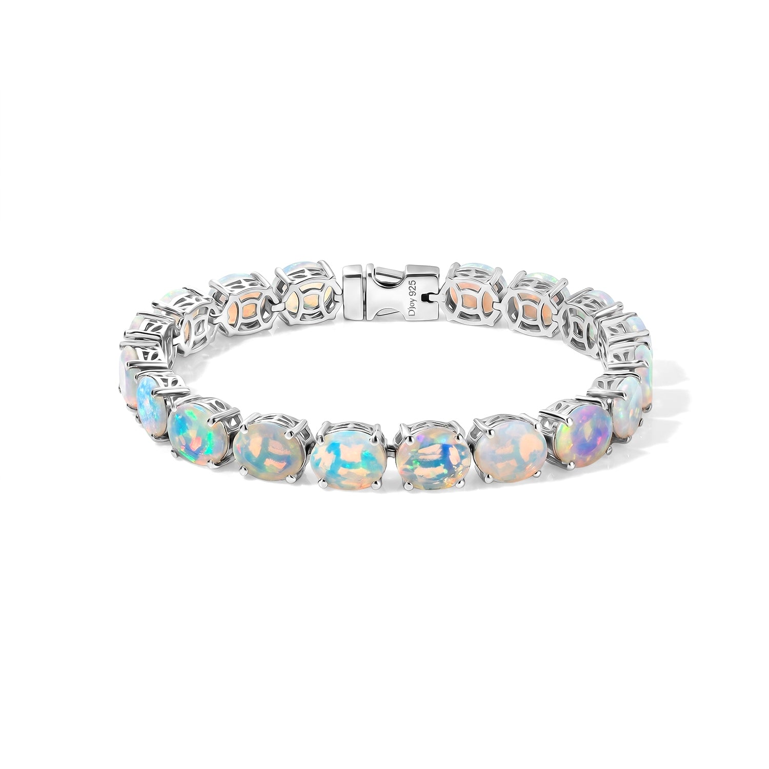 ULTIMATE BRACELET DEAL - AAAA Ethiopian Opal Tennis Bracelet (Size - 7) in Rhodium Overlay Sterling Silver 19.95 Ct. 8635907 0
