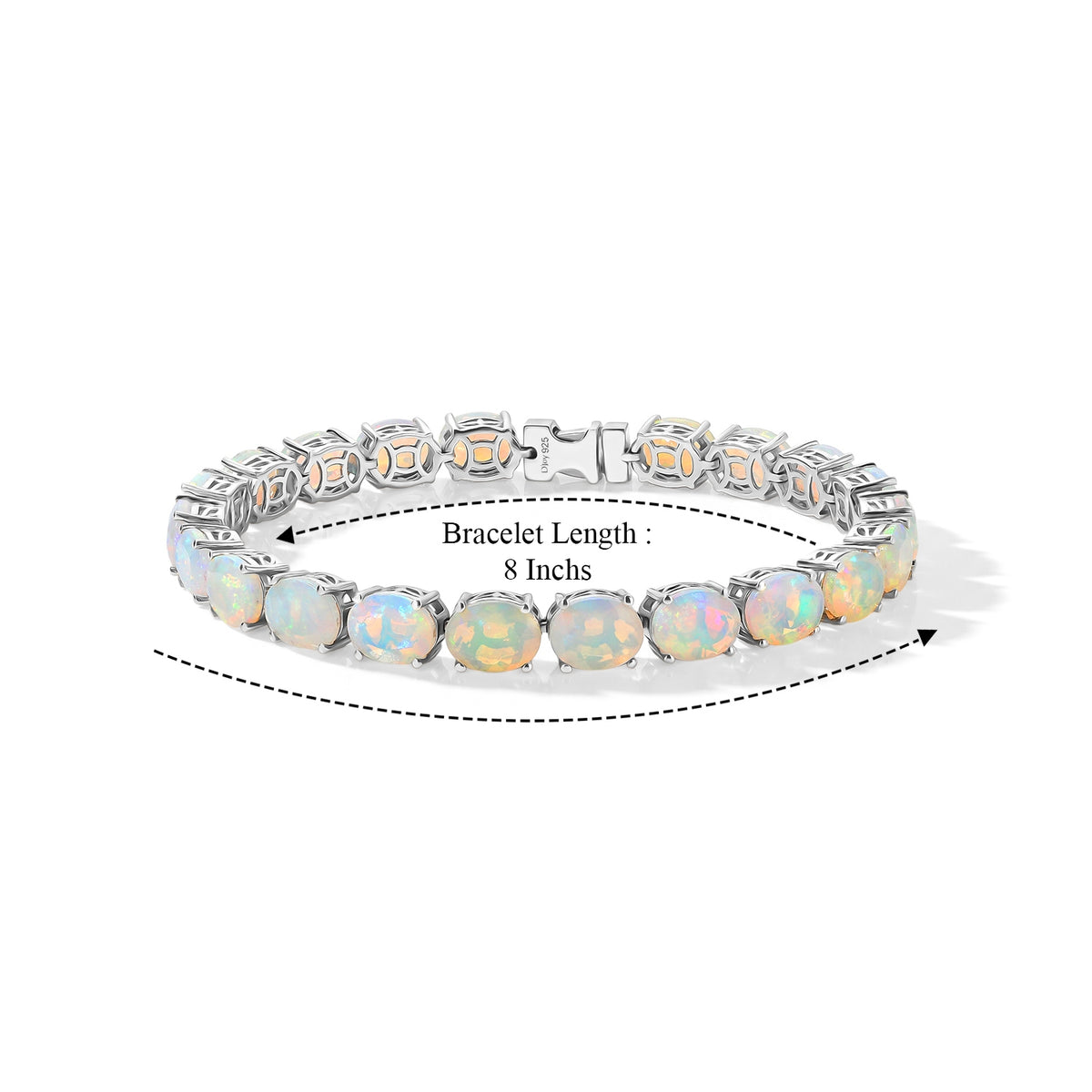 ULTIMATE BRACELET DEAL - AAAA Ethiopian Opal Tennis Bracelet (Size - 8) in Rhodium Overlay Sterling Silver 23.00 Ct. 8635932 5