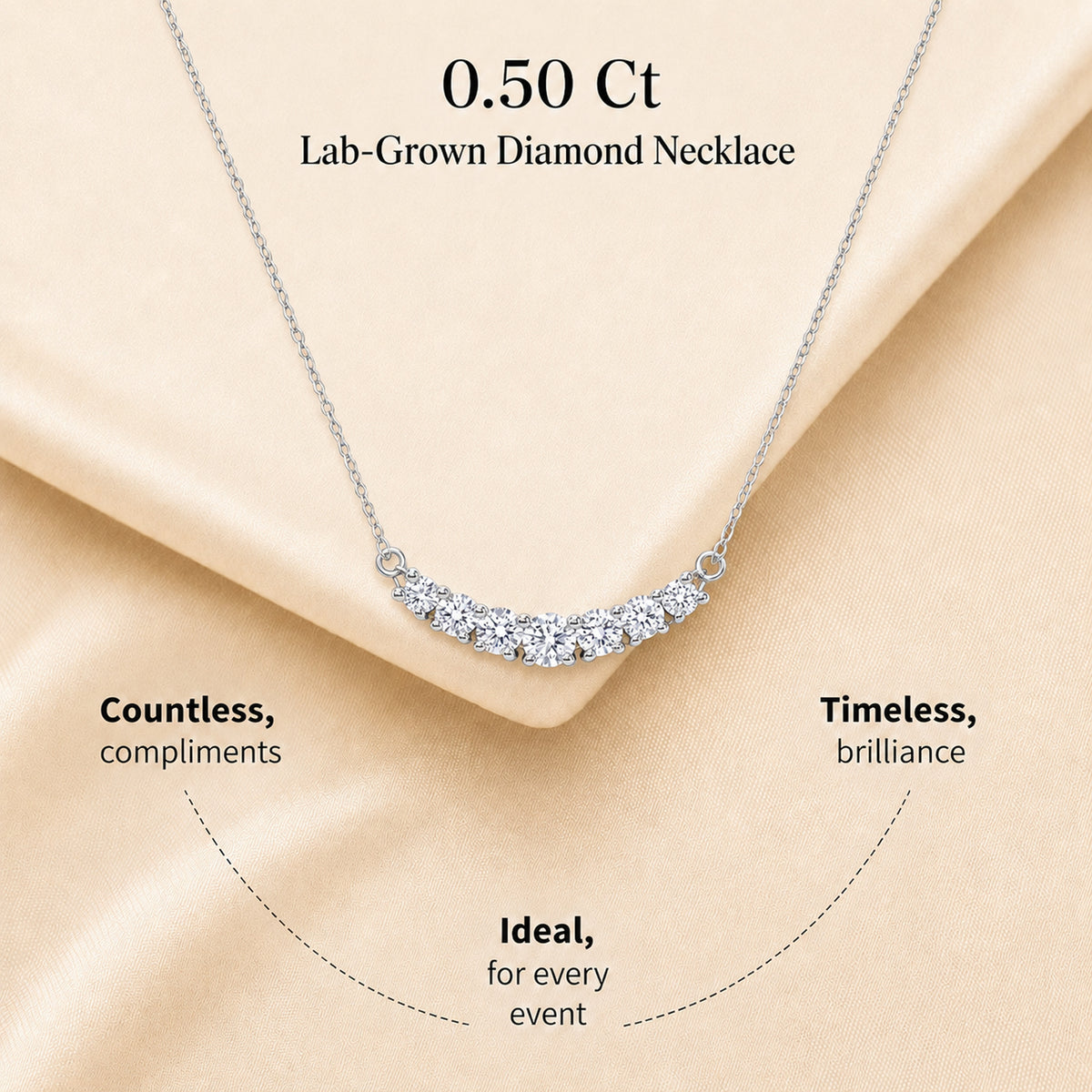Luxuriant - Lab Grown Diamond (SI/G-H) Necklace (Size - 20) in Rhodium Overlay Sterling Silver 0.50 Ct. 8636184 9