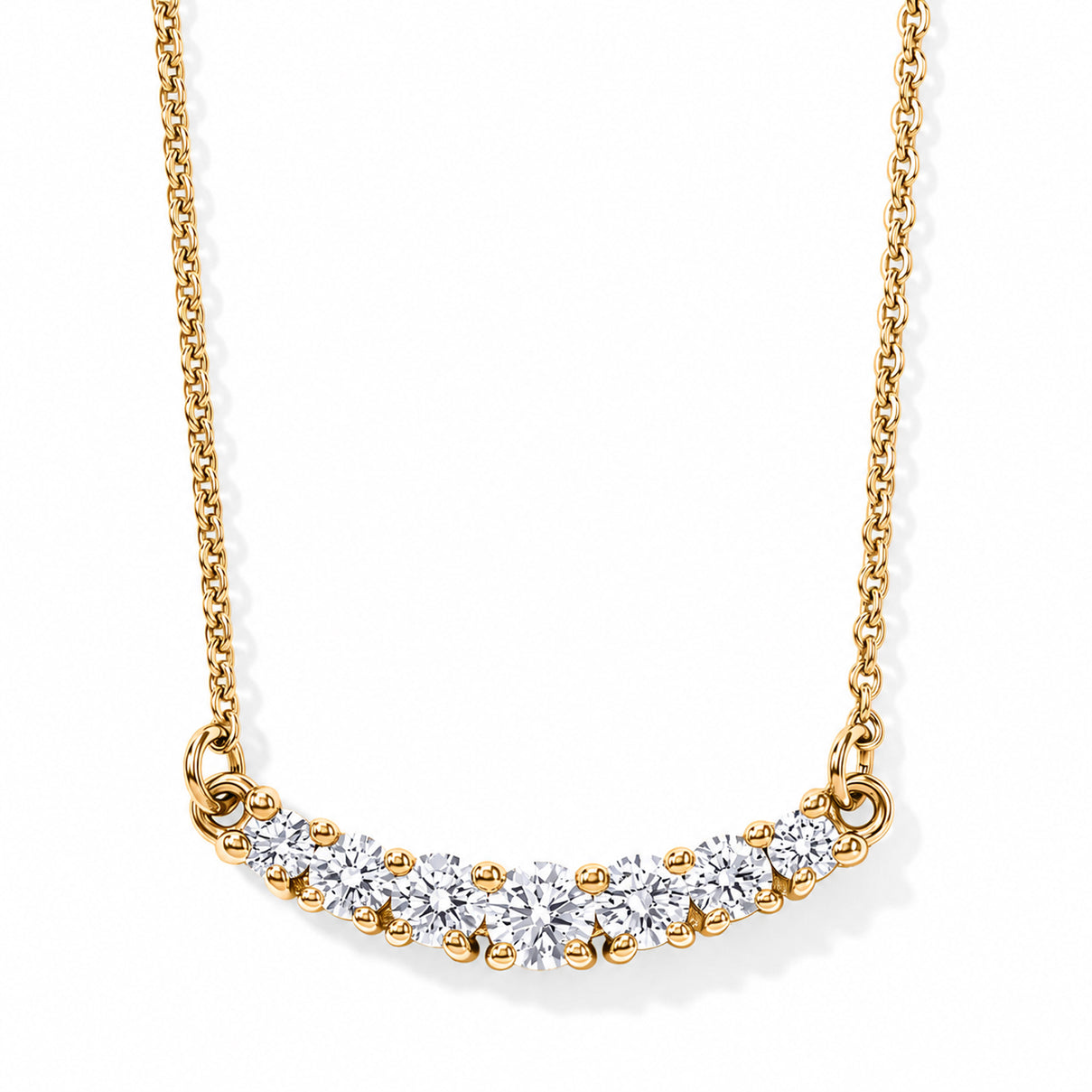 Luxuriant - Lab Grown Diamond (SI-G-H) Curved Bar Pendant Necklace (Size - 20) in 18K Vermeil Yellow Gold Sterling Silver 0.50 Ct. 8636185 0