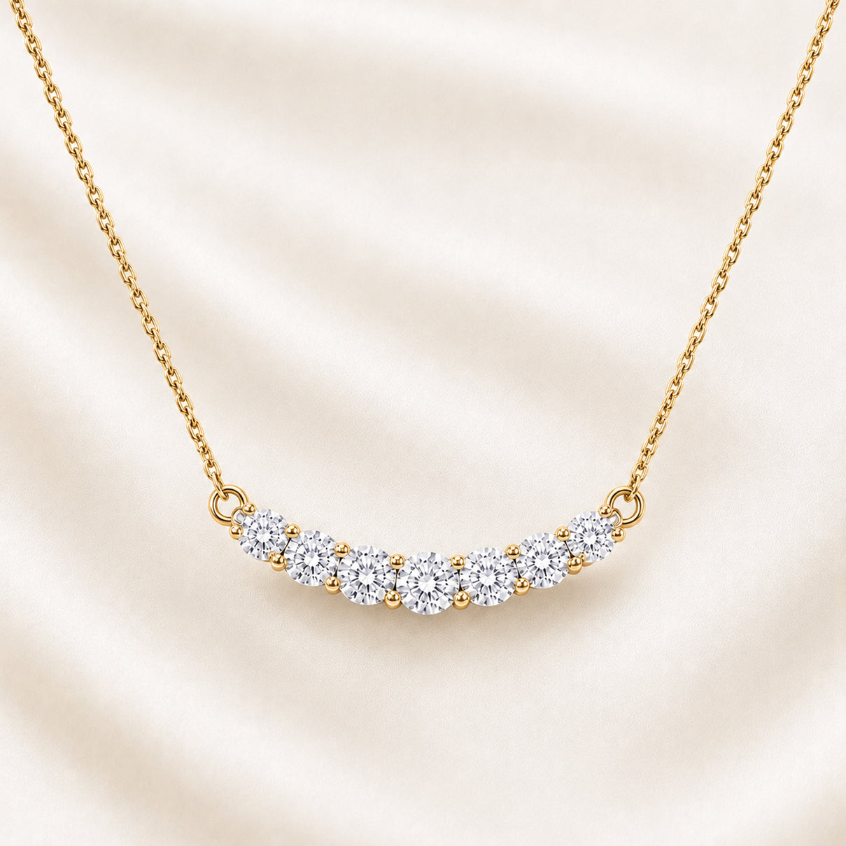 Luxuriant - Lab Grown Diamond (SI-G-H) Curved Bar Pendant Necklace (Size - 20) in 18K Vermeil Yellow Gold Sterling Silver 0.50 Ct. 8636185 5