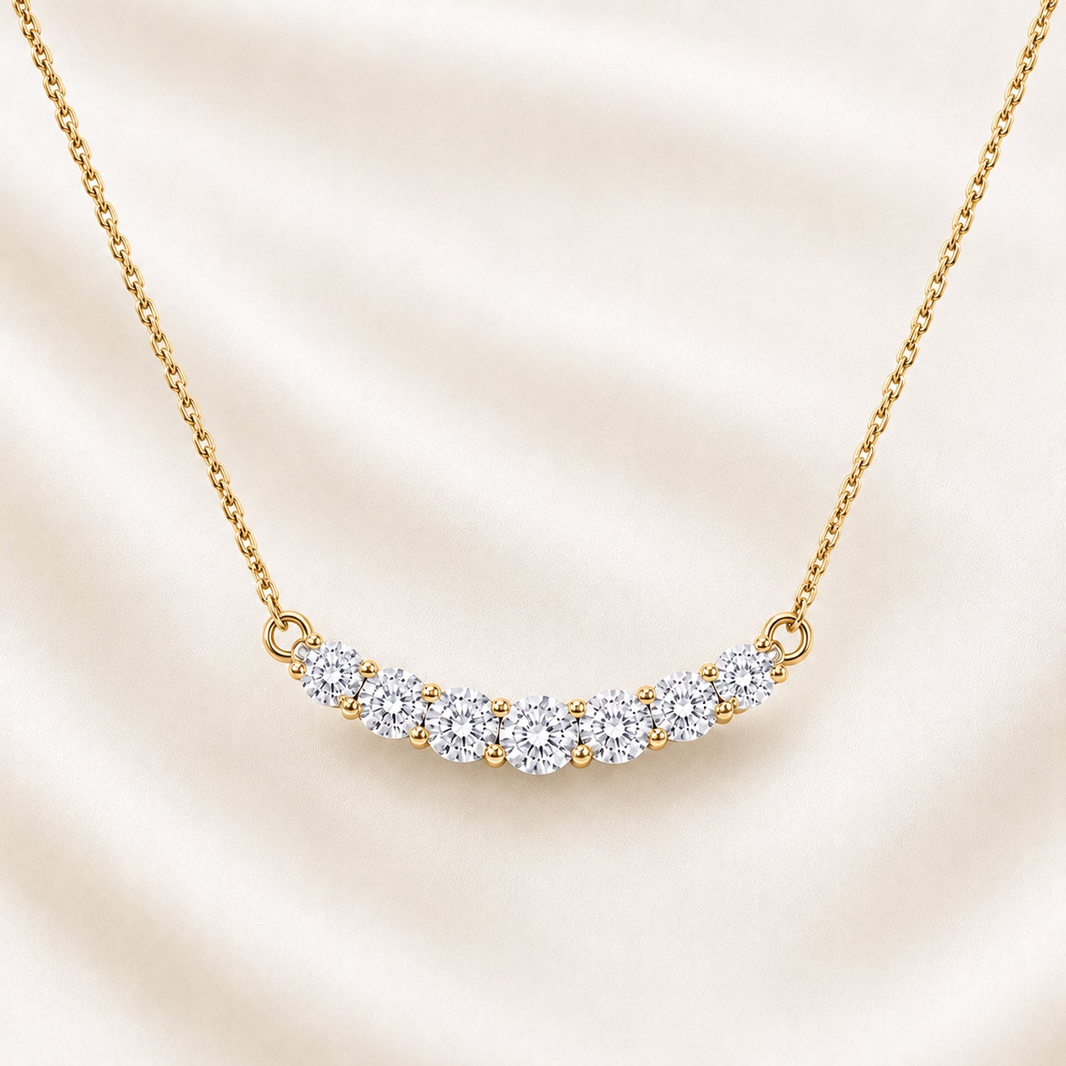 Luxuriant - Lab Grown Diamond (SI-G-H) Curved Bar Pendant Necklace (Size - 20) in 18K Vermeil Yellow Gold Sterling Silver 0.50 Ct. 8636185 5
