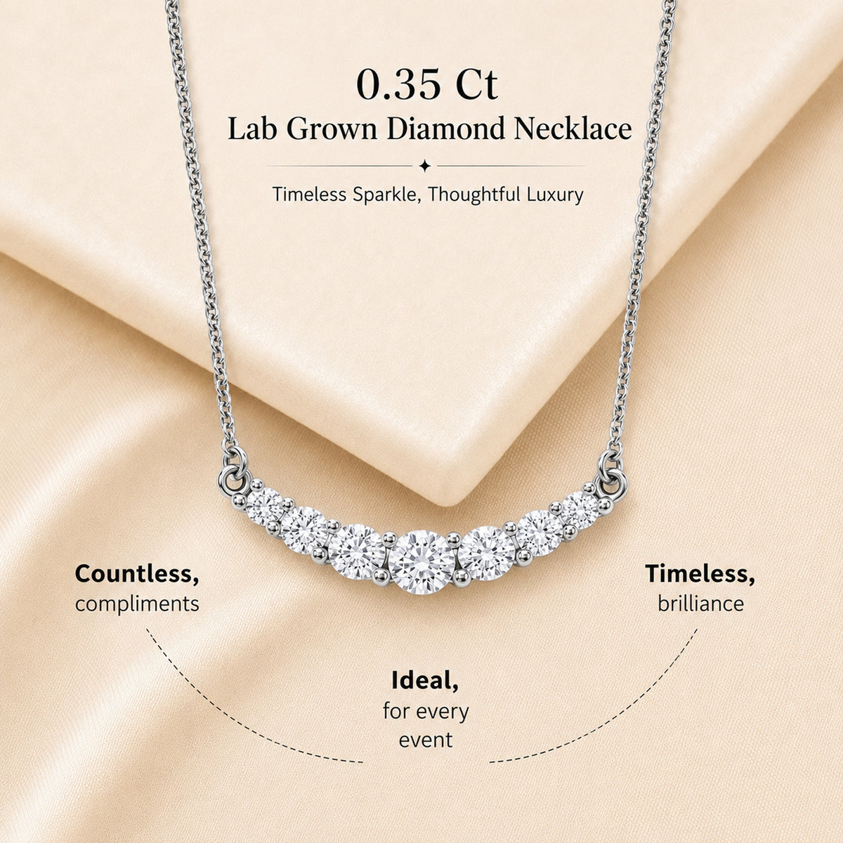 Luxuriant - Lab Grown Diamond (SI/G-H) Necklace (Size - 18) in Rhodium Overlay Sterling Silver 0.35 Ct. 8636187 9