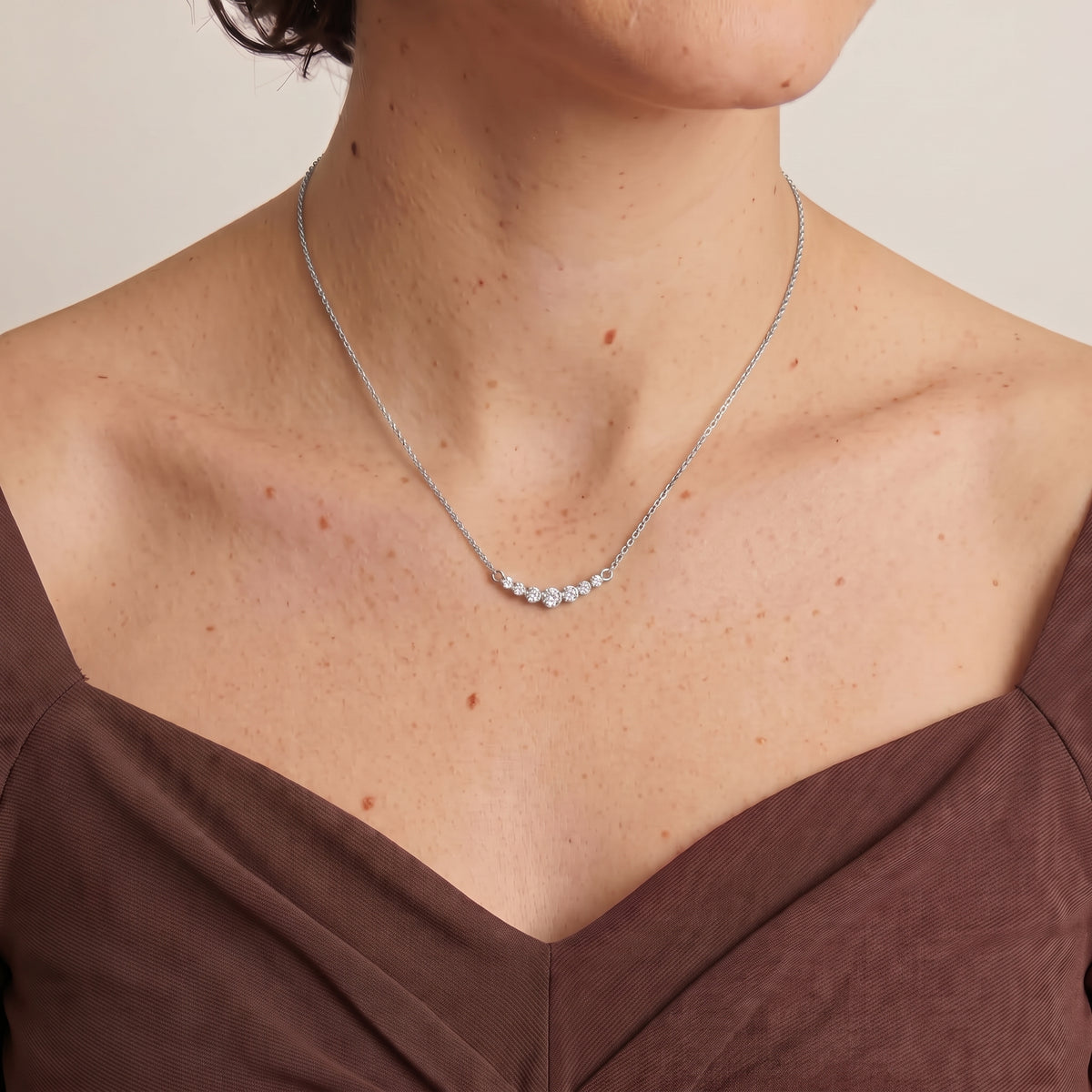 Luxuriant - Lab Grown Diamond (SI/G-H) Necklace (Size - 16) in Rhodium Overlay Sterling Silver 0.25 Ct. 8636224 2