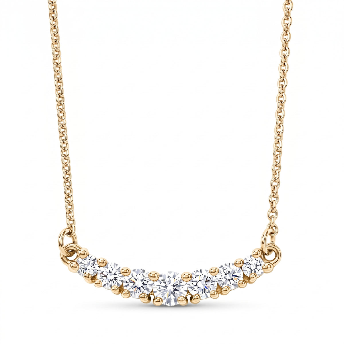 Luxuriant - Lab Grown Diamond (SI-G-H) Curved Bar Pendant Necklace (Size - 16) in 18K Vermeil Yellow Gold Sterling Silver 0.25 Ct. 8636225 0