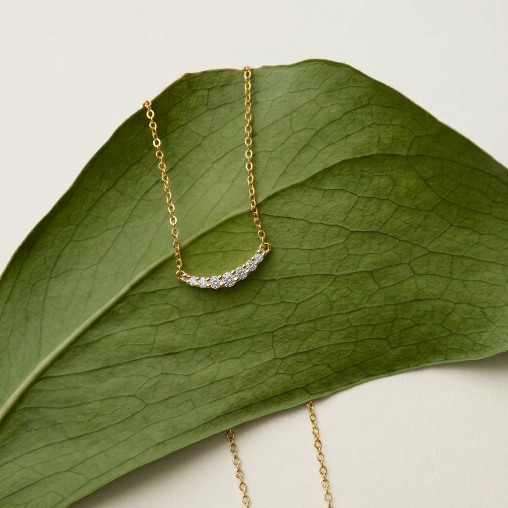 Luxuriant - Lab Grown Diamond (SI-G-H) Curved Bar Pendant Necklace (Size - 16) in 18K Vermeil Yellow Gold Sterling Silver 0.25 Ct. 8636225 5