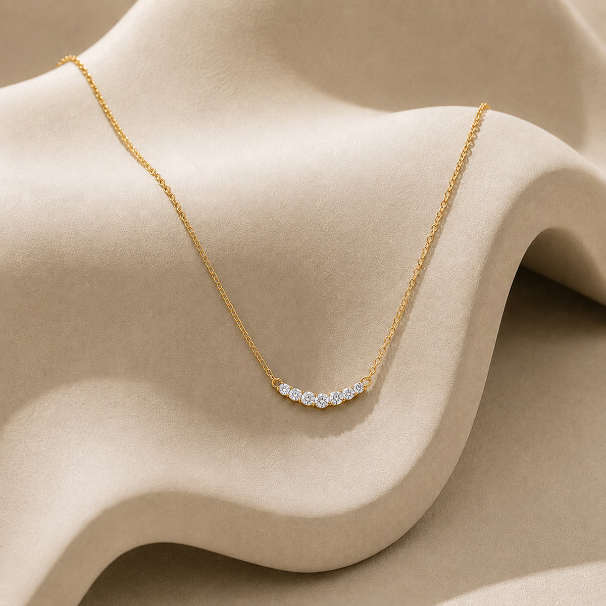 Luxuriant - Lab Grown Diamond (SI-G-H) Curved Bar Pendant Necklace (Size - 16) in 18K Vermeil Yellow Gold Sterling Silver 0.25 Ct. 8636225 8