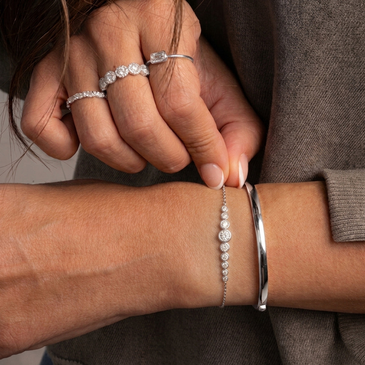Luxuriant - Lab Grown Diamond (SI-G-H) Chain Bracelet (Size - 7.5) in Rhodium Overlay Sterling Silver 0.25 Ct. 8636289 5