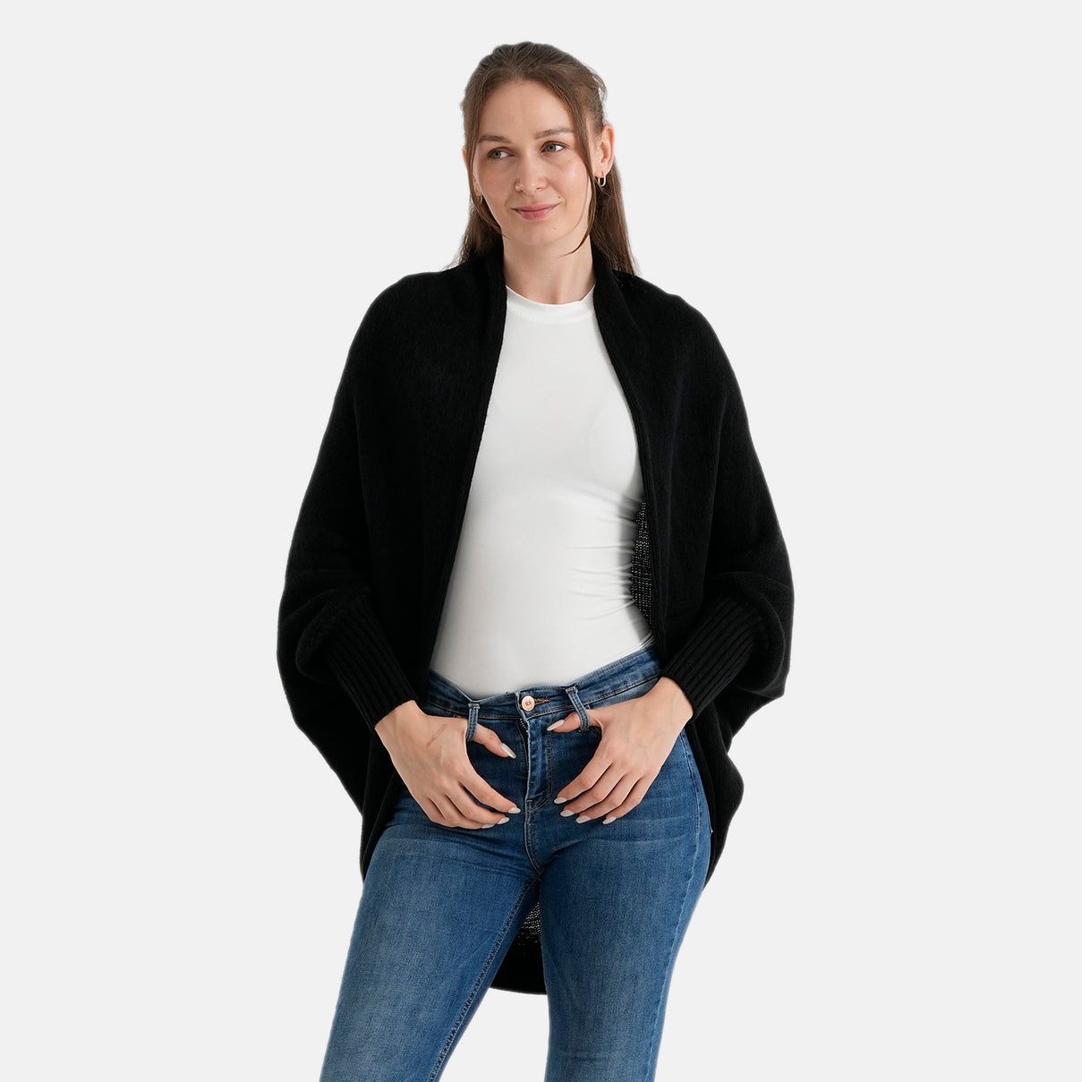 La Marey Acrylic Patterned Cardigan (Size - One Size) - Black 8636431 0