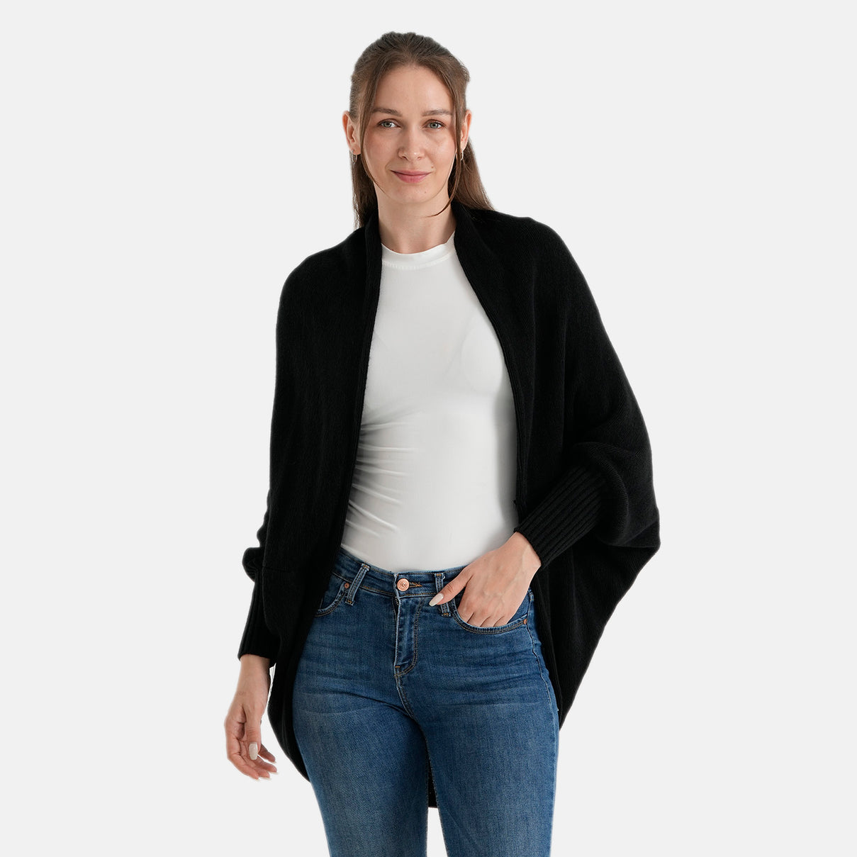 La Marey Acrylic Patterned Cardigan (Size - One Size) - Black 8636431 4