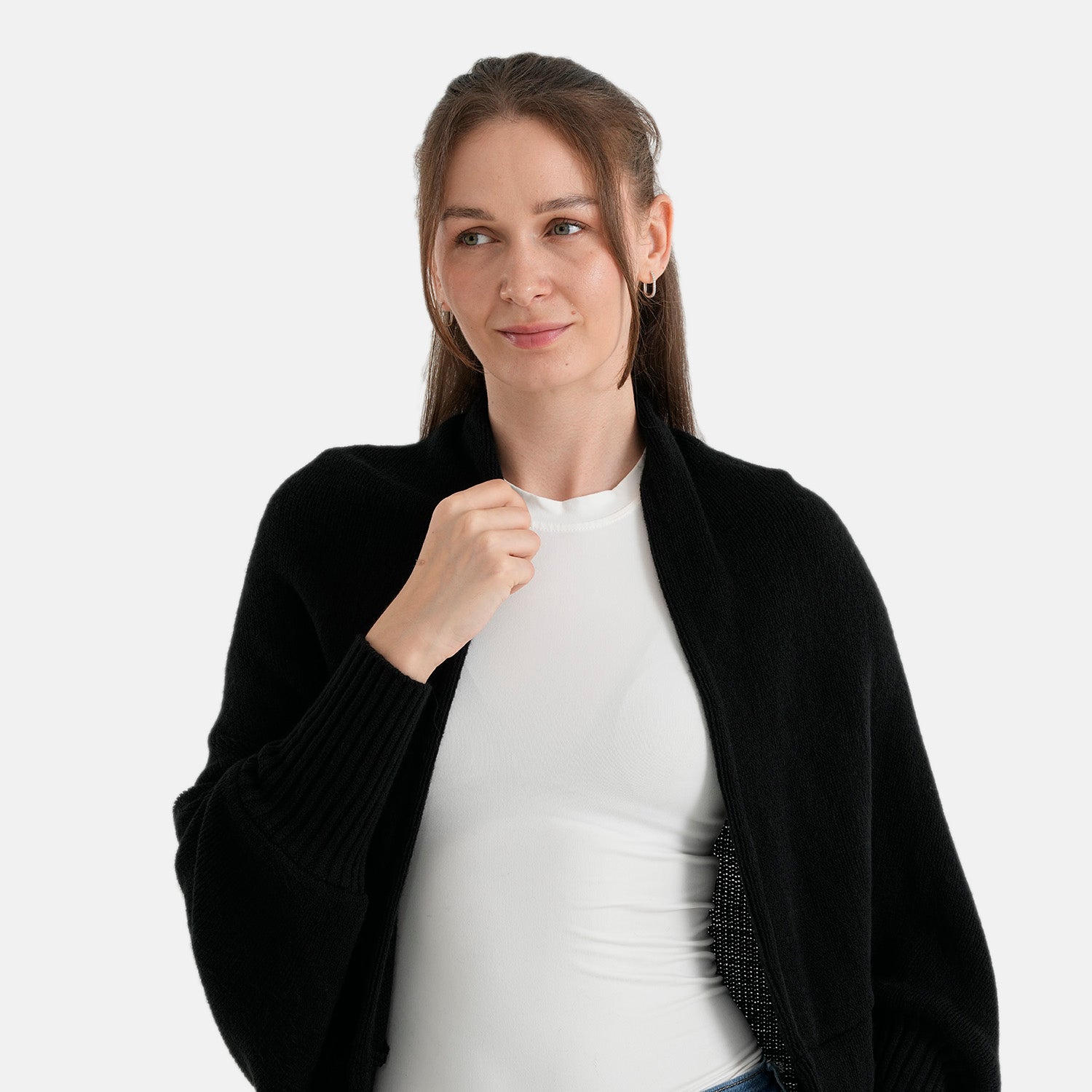 La Marey Acrylic Patterned Cardigan (Size - One Size) - Black 8636431 5