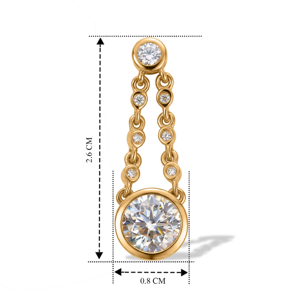 D'Joy - Moissanite Dangling Earring with Push Post in Yellow Gold Plated Sterling Silver 2.86 Ct._8636448_3