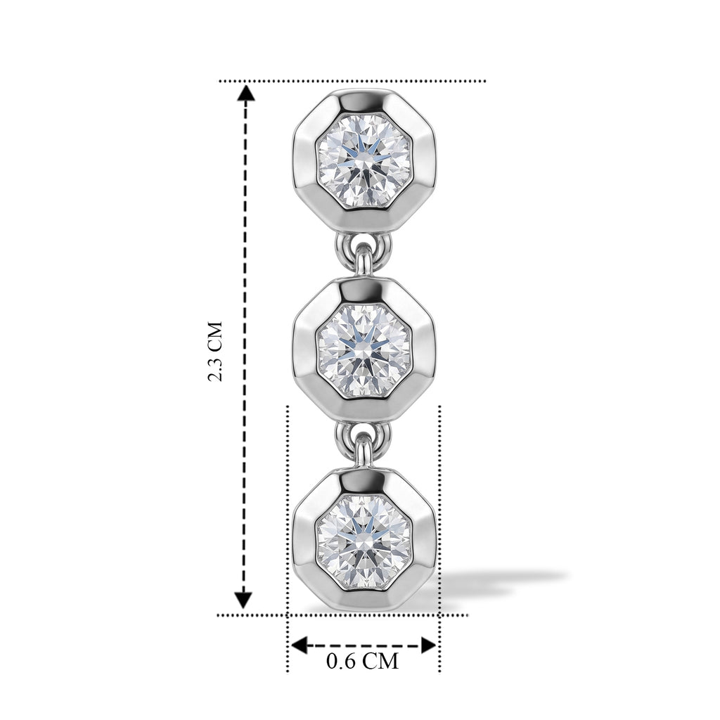 D'Joy - Moissanite Dangling Earring with Push Post in Platinum Overlay Sterling Silver 1.40 Ct._8636453_4