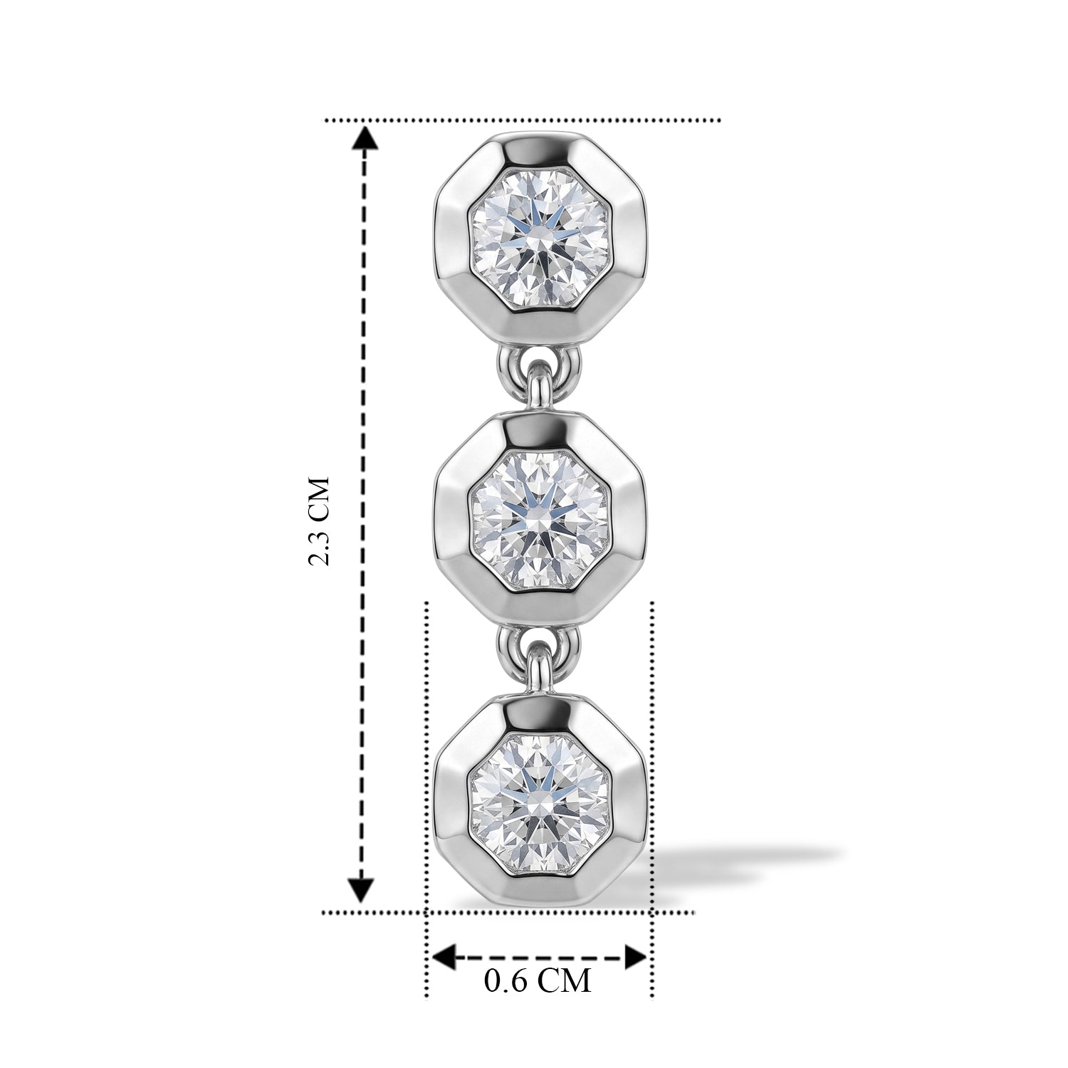 D'Joy - Moissanite Dangling Earring with Push Post in Platinum Overlay Sterling Silver 1.40 Ct. 8636453 4