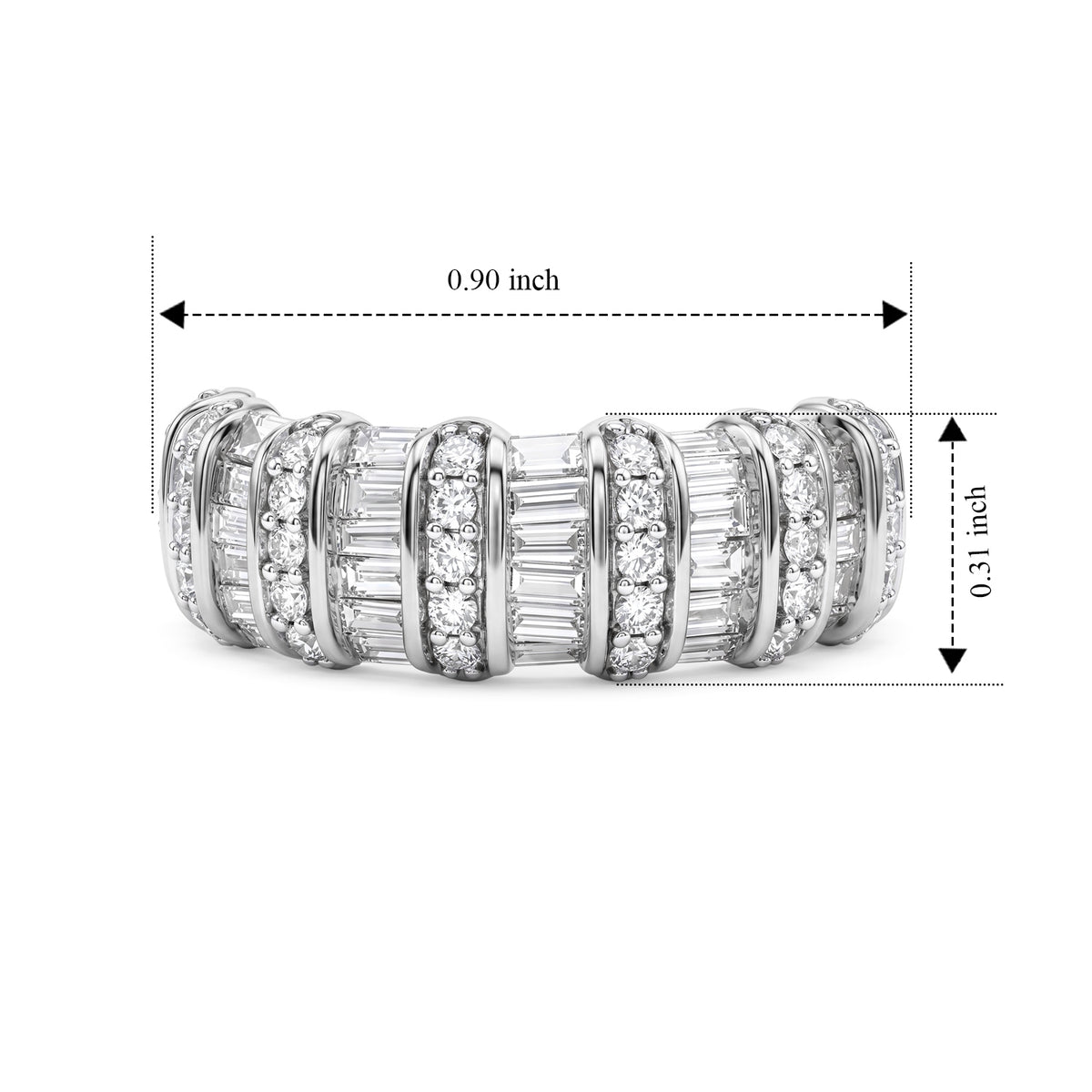 Luxuriant - Lab Grown Diamond (SI/G-H) Band Ring in Rhodium Overlay Sterling Silver 1.00 Ct. 8636544 6