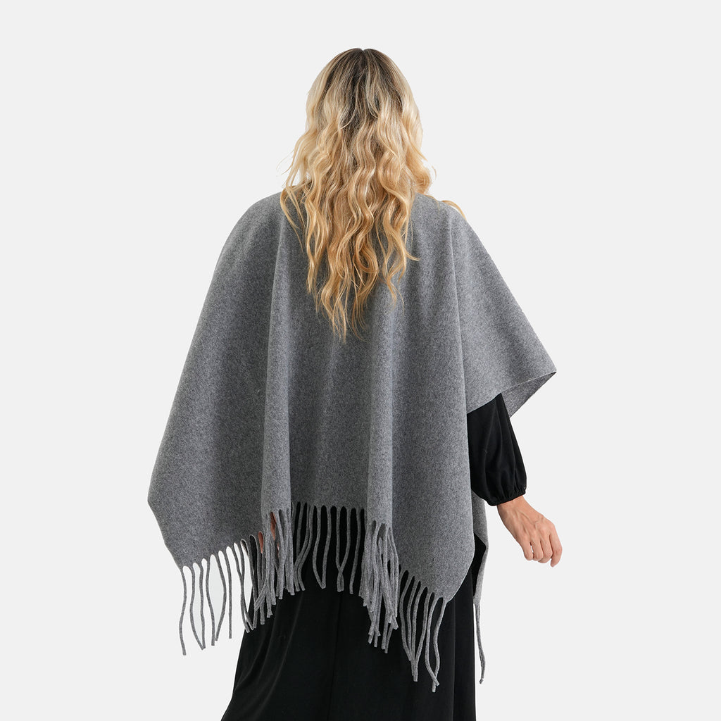 La Marey Patterned Poncho (Size - One Size) - Grey_8636598_1