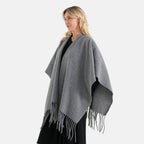 La Marey Patterned Poncho (Size - One Size) - Grey_8636598_2