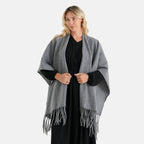 La Marey Patterned Poncho (Size - One Size) - Grey_8636598_3