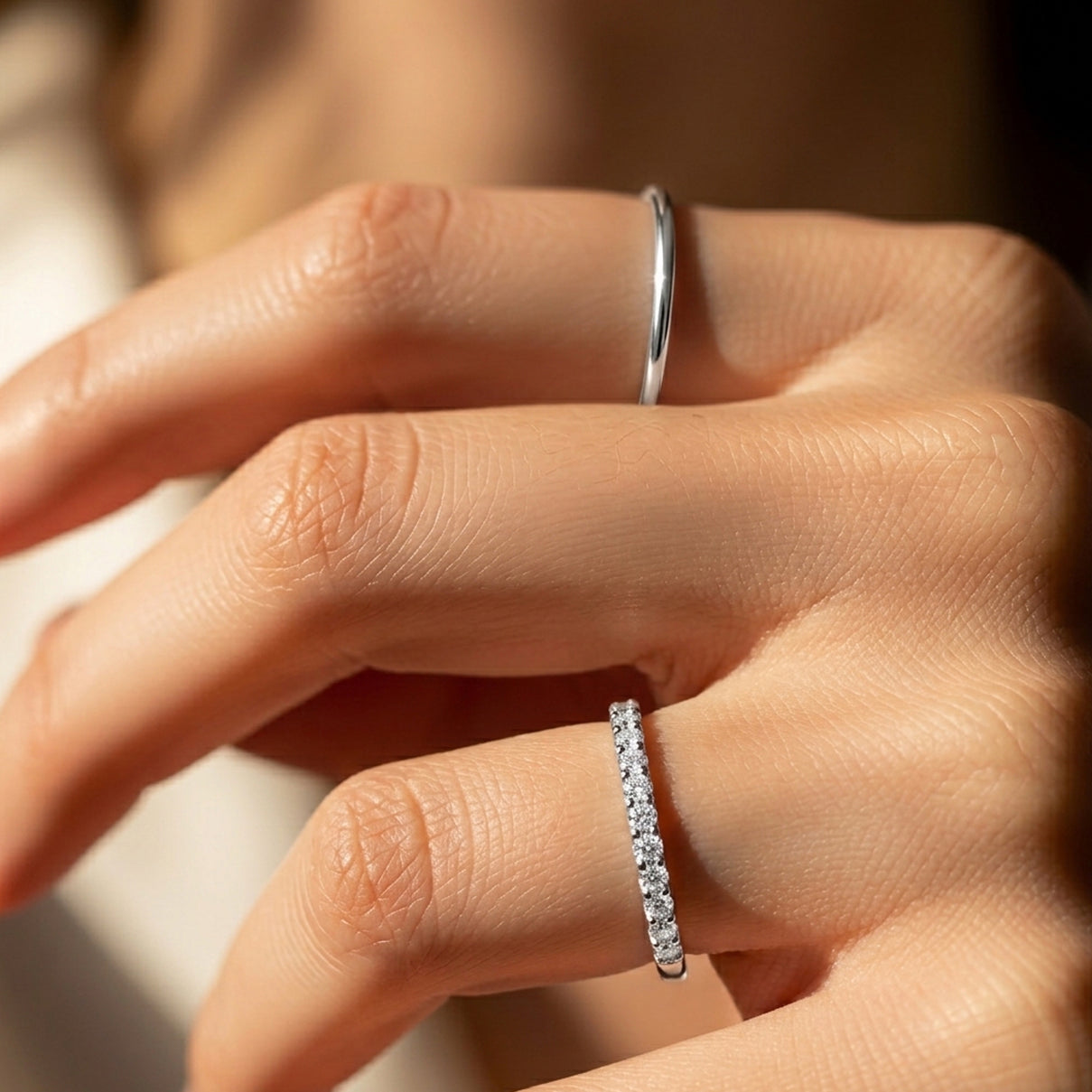 Luxuriant - Lab Grown Diamond (SI-G-H) Band Ring in Rhodium Overlay Sterling Silver 8636628 2