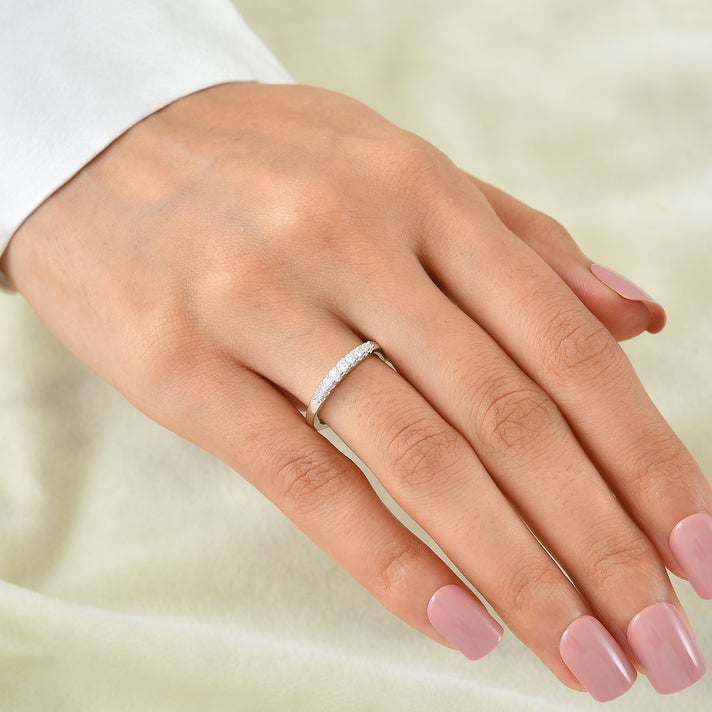 Luxuriant - Lab Grown Diamond (SI/G-H) Band Ring in Rhodium Overlay Sterling Silver 8636628 2