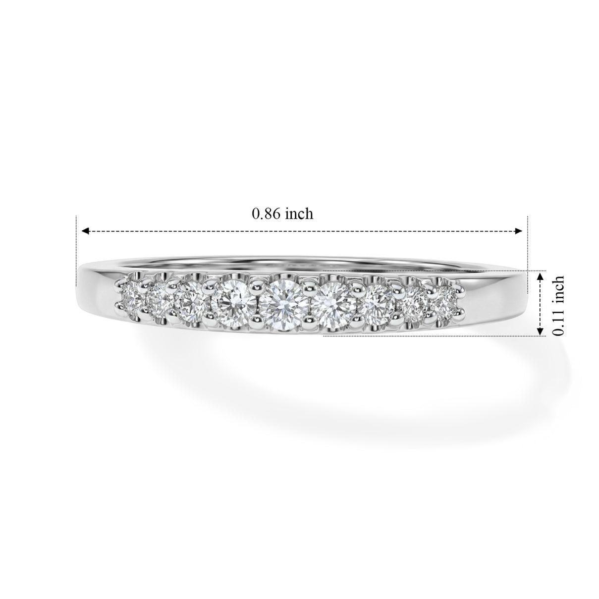 Luxuriant - Lab Grown Diamond (SI-G-H) Band Ring in Rhodium Overlay Sterling Silver 8636628 8