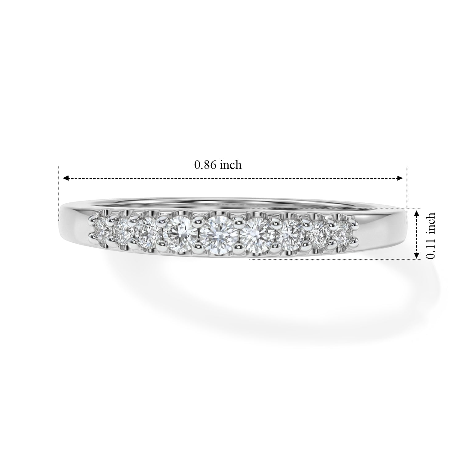 Luxuriant - Lab Grown Diamond (SI-G-H) Band Ring in Rhodium Overlay Sterling Silver 8636628 8