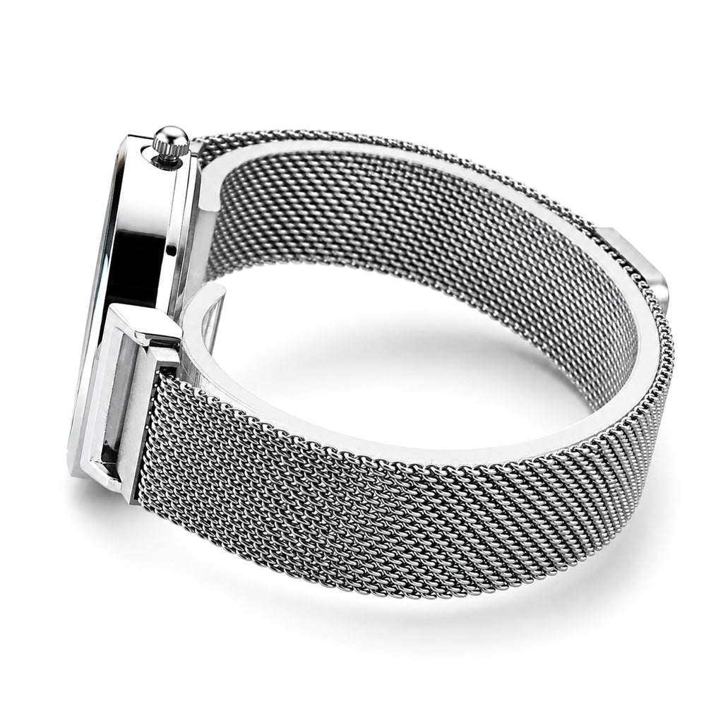 STRADA Butterfly PC21S Japan Movement Water Resistant White Sunray Crystal Butterfly Dial & Silver Plated Alloy Case Womens Watch with Stainless Steel Mesh Magnet Strap_8636699_4