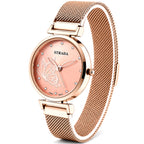 STRADA Butterfly PC21S Japan Movement Water Resistant Rose Gold Sunray Crystal Butterfly Dial & Rose Gold Plated Case Womens Watch with Stainless Steel Mesh Magnet Strap_8636703_2