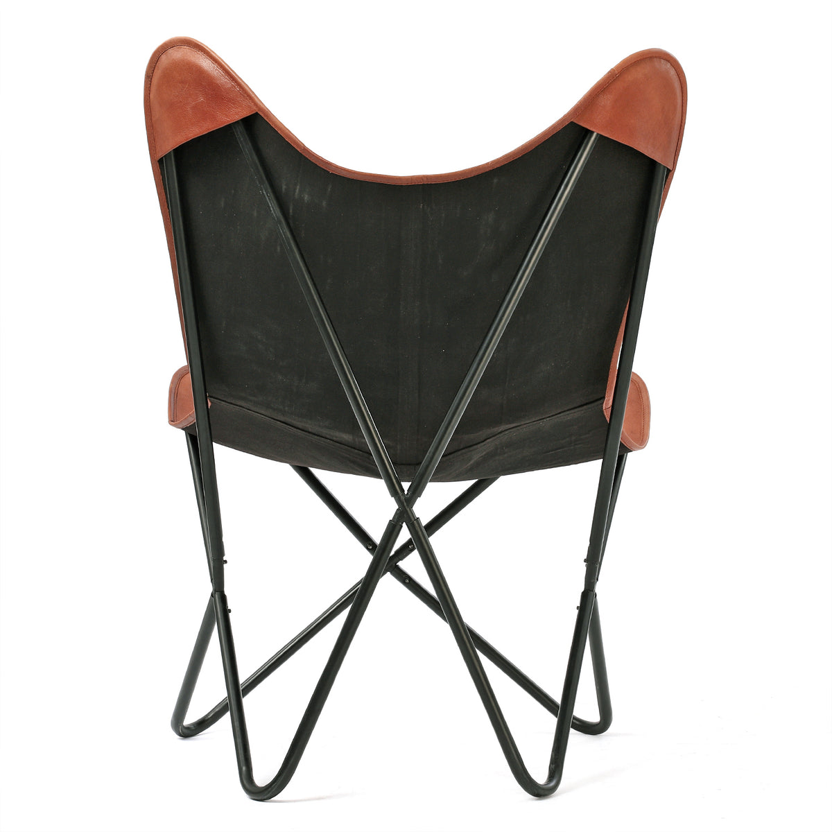 LIVMORE Genuine Leather Butterfly Chair with Metal Frame (91.44 x 71.12 cm) - Dark Brown 8636720 6