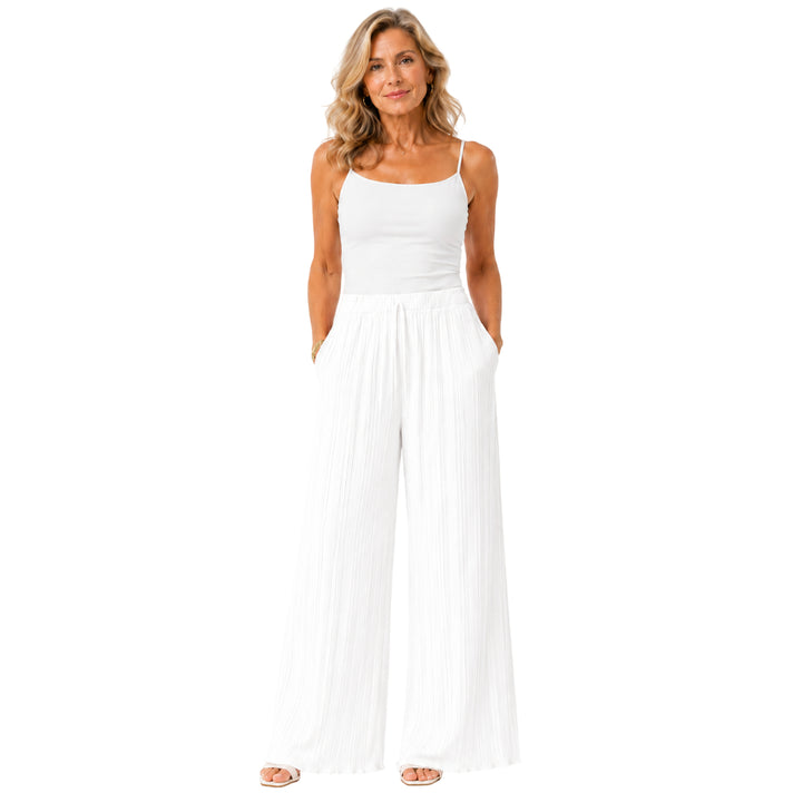 Love Italian Style Crinkle Pleated Trousers With 27 Inch Inseam (Size 10-22  ) - White V32622430 1