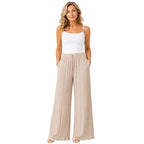 Love Italian Style Crinkle Pleated Trousers With 27 Inch Inseam (Size 10-22 ) - Beige_8636798