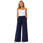 Love Italian Style Crinkle Pleated Trousers With 27 Inch Inseam (Size 10-22) - Navy_8636800