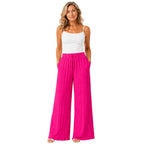 Love Italian Style Crinkle Pleated Trousers With 27 Inch Inseam (Size 10-22) - Hotpink_8636801