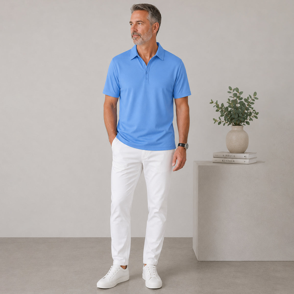 Antigua Apparel Mens Polo T-shirt (Size L, 16 to 18) - Blue V32527331 1