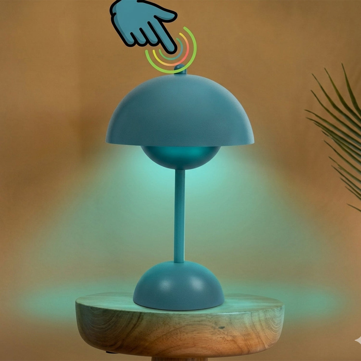 Rechargeable Cordless Portable LED Mushroom Desk Lamp &amp; Nightlight - Sky Blue V32354845 0