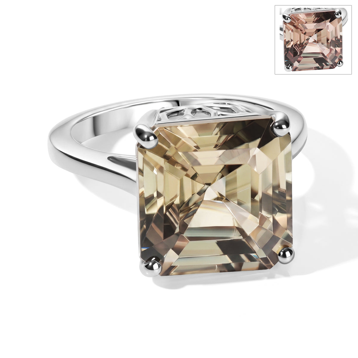Rhapsody 950 Platinum AAAA Natural Turkizite Royal Asscher Cut Solitaire Ring 10.00 Ct, Platinum Wt. 7.80 Gms 8637949 0