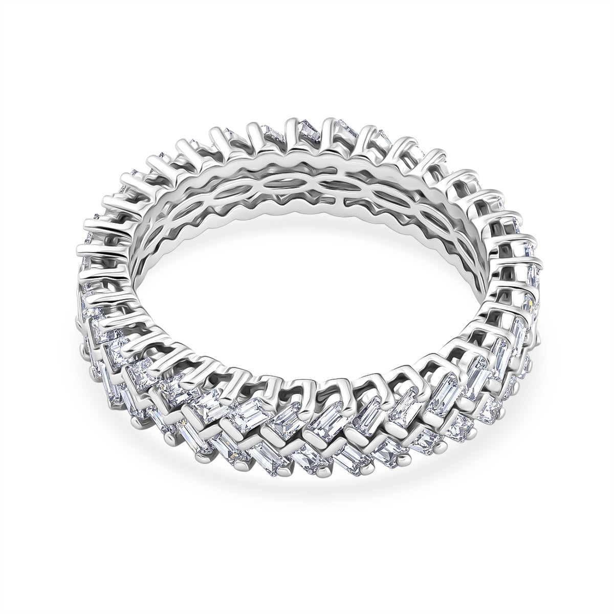 Luxuriant - Lab Grown Diamond (SI/G-H) Band Ring in Rhodium Overlay Sterling Silver 1.00 Ct. V32648484 5