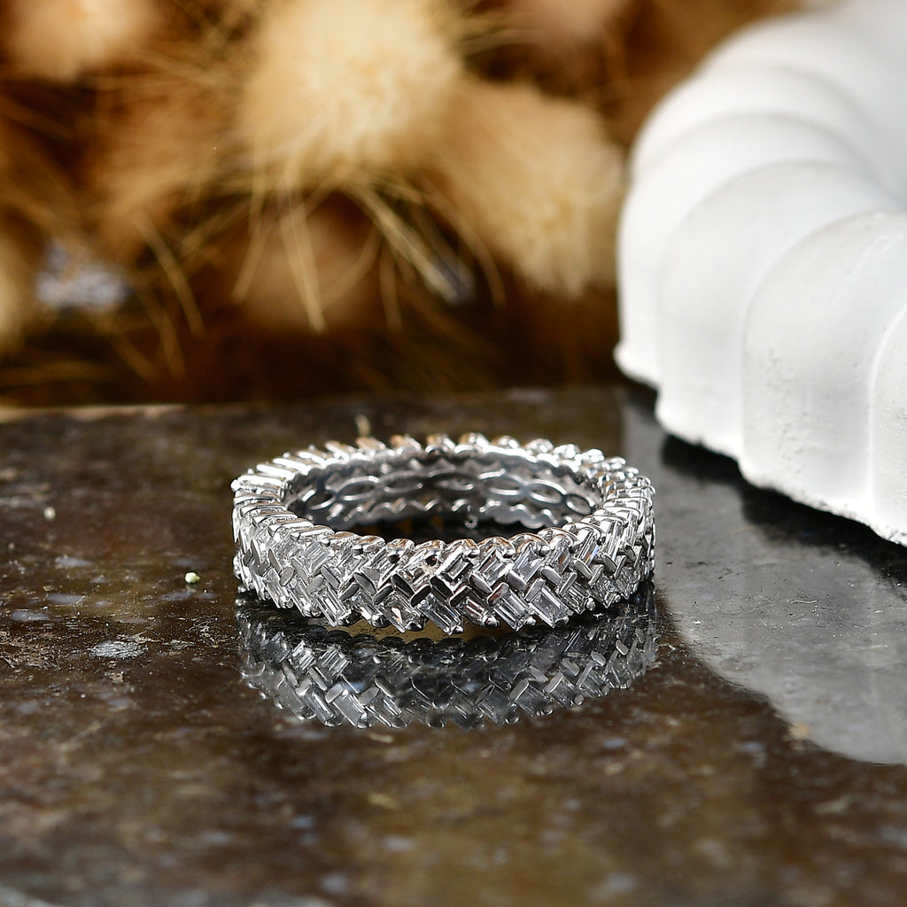 Luxuriant - Lab Grown Diamond (SI/G-H) Band Ring in Rhodium Overlay Sterling Silver 1.00 Ct._8638059_2