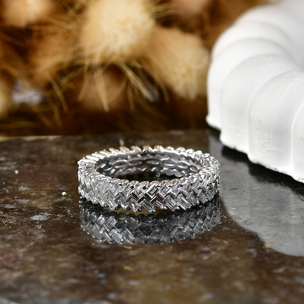 Luxuriant - Lab Grown Diamond (SI/G-H) Band Ring in Rhodium Overlay Sterling Silver 1.00 Ct. V32648517 3