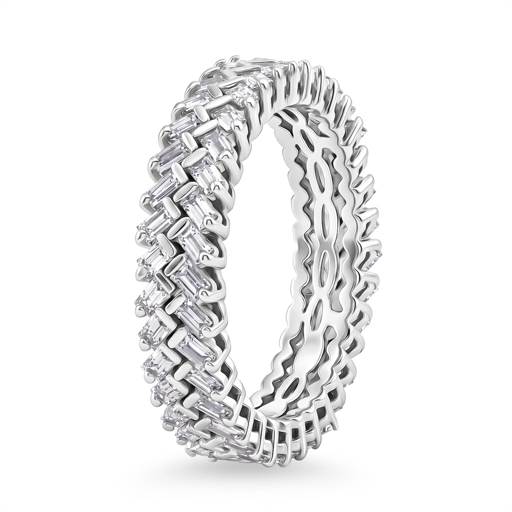 Luxuriant - Lab Grown Diamond (SI/G-H) Band Ring in Rhodium Overlay Sterling Silver 1.00 Ct._8638059_3