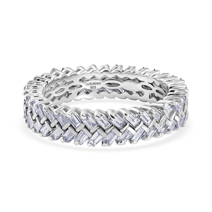 Luxuriant - Lab Grown Diamond (SI-G-H) Band Ring in Rhodium Overlay Sterling Silver 1.00 Ct. 8638067 1
