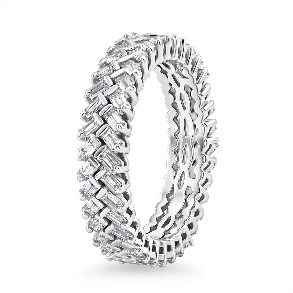Luxuriant - Lab Grown Diamond (SI/G-H) Band Ring in Rhodium Overlay Sterling Silver 1.00 Ct. V32647980 4