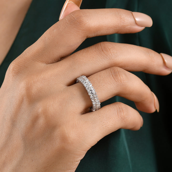 Luxuriant - Lab Grown Diamond (SI-G-H) Band Ring in Rhodium Overlay Sterling Silver 1.00 Ct. 8638073 2