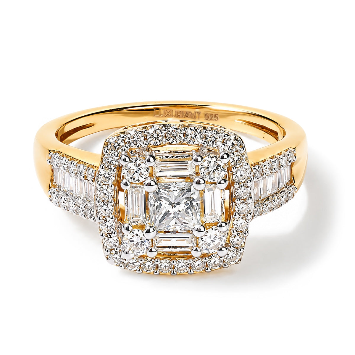 Luxuriant - Lab Grown Diamond (SI/G-H) Halo Ring in 18K Vermeil Yellow Gold Plated Sterling Silver 1.00 Ct. 8638147 0