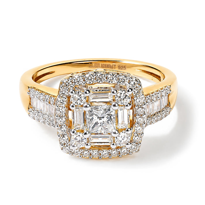Luxuriant - Lab Grown Diamond (SI/G-H) Halo Ring in 18K Vermeil Yellow Gold Plated Sterling Silver 1.00 Ct. 8638147 1